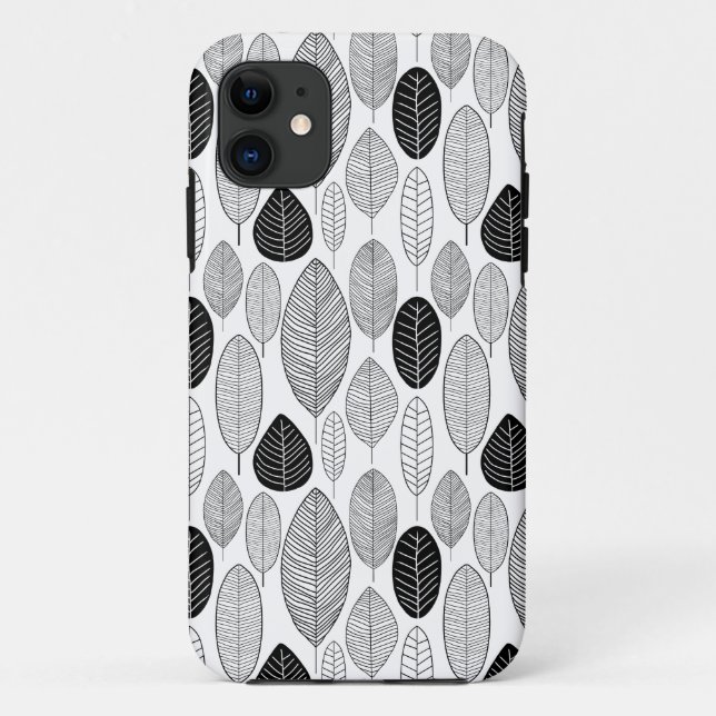 Capa Para iPhone Da Case-Mate Padrão Folha - Preto em Branco (Verso)