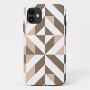 Capa Para iPhone Da Case-Mate Padrão Geométrico do Cubo Castanho Beige