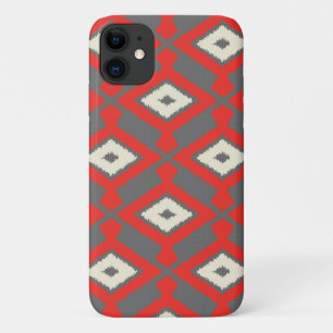 Capa Para iPhone Da Case-Mate Padrão Ikat - Vermelho, Cinza e bege