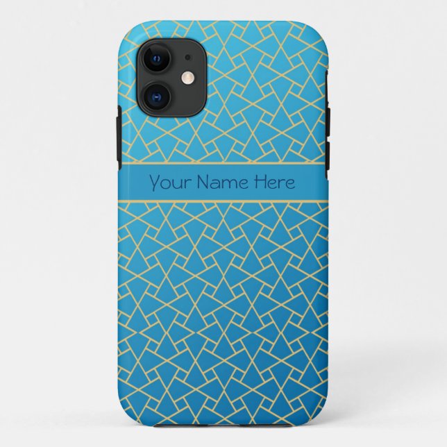 Capa Para iPhone Da Case-Mate Padrão Islâmico Efeito Dourado Azul: Caso do iPhon (Verso)