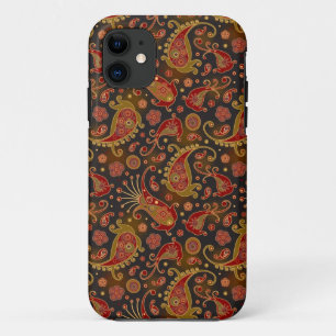 Capa Para iPhone Da Case-Mate Padrão Paisley Vermelho Escuro e Dourado