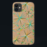 Capa Para iPhone Da Case-Mate Padrão Sputnik do meio século, Taupe Tan<br><div class="desc">Reprodução digital de um padrão moderno de papel de parede do século Médio,  de esferas perfuradas,  inspiradas pelo satélite russo original "Sputnik" - tons de turquesa,  verde escuro,  ouro e branco sobre um fundo elegante</div>