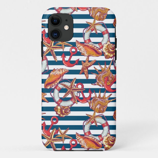 Capa Para iPhone Da Case-Mate Padrão Starfish E Stripes (Verso)