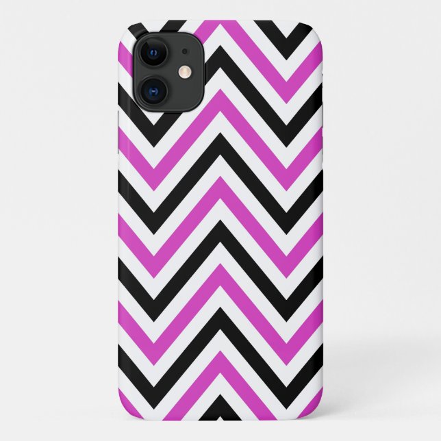 Capa Para iPhone Da Case-Mate Padrão Zigzag, Padrão Chevron, Rosa, Preto (Verso)