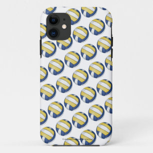 Capa Para iPhone Da Case-Mate Padrões azuis e amarelos do voleibol