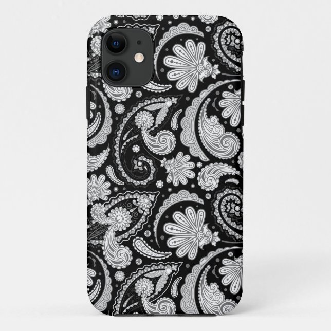 Capa Para iPhone Da Case-Mate Padrões de paisley preto branco-branco-cômoda (Verso)