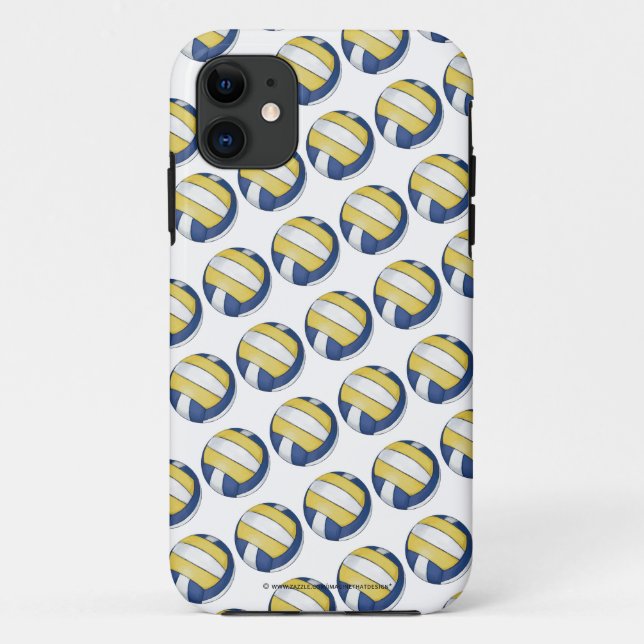 Capa Para iPhone Da Case-Mate Padrões de Voleibol Azul e Amarelo (Verso)