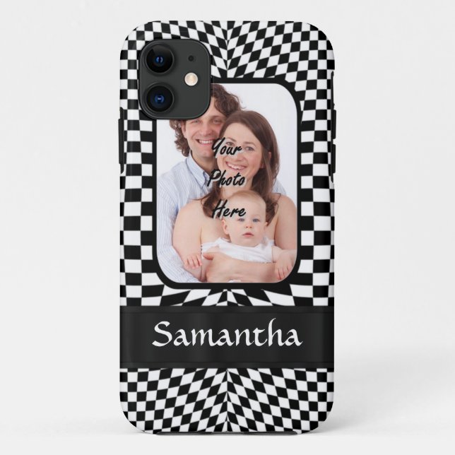 Capa Para iPhone Da Case-Mate Painéis de checagem em preto-e-branco (Verso)