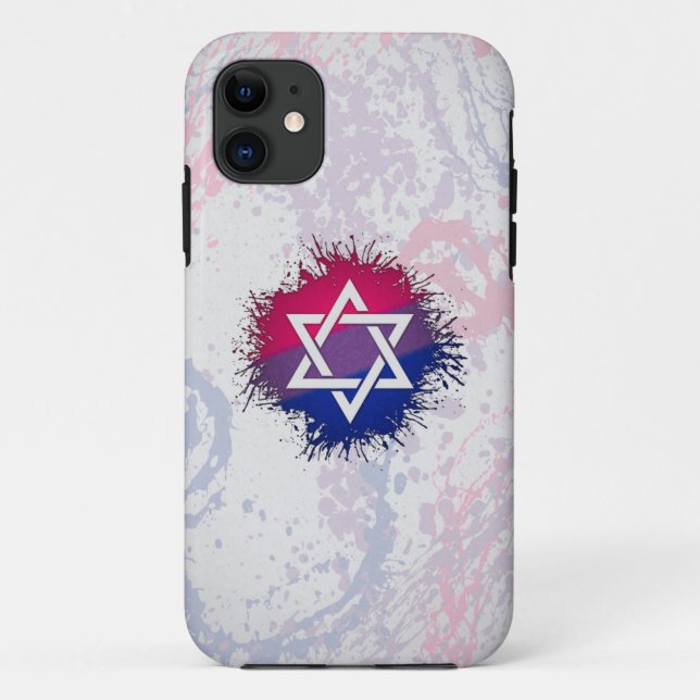Capa Para iPhone Da Case-Mate Paint Splatter Bisexual Pride Star: Símbolo David (Verso)