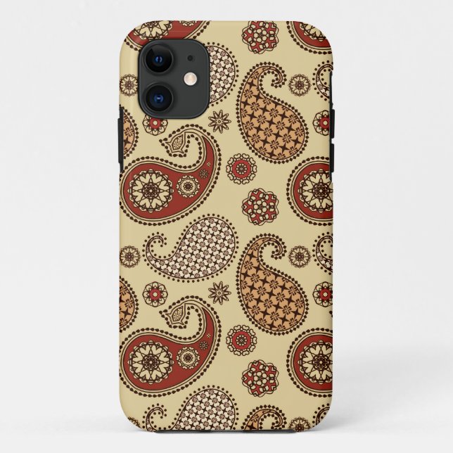 Capa Para iPhone Da Case-Mate Paisley, castanho, bronzeado e bege (Verso)