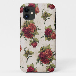Capa Para iPhone Da Case-Mate Papel de parede antigo da rosa vermelha