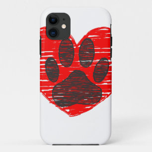 Capa Para iPhone Da Case-Mate Pata De Cães Desenhada No Coração Vermelho