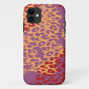 Capa Para iPhone Da Case-Mate Pele de impressão amarela-púrpura do leopardo