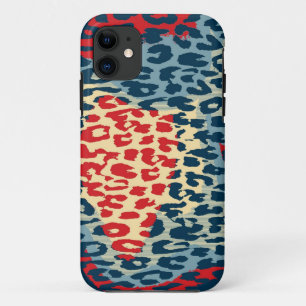 Capa Para iPhone Da Case-Mate Pele retro impressa do leopardo (azul, vermelha)
