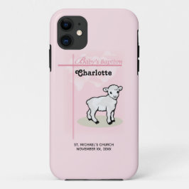 Capa Para iPhone Da Case-Mate Personalizável, Batismo, Rosa, Menina, Cordeiro