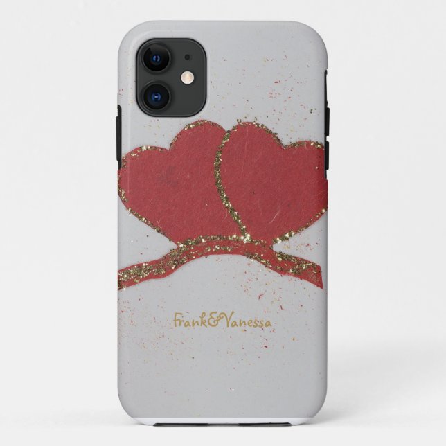 Capa Para iPhone Da Case-Mate Personalize o Namorados de brilho de ouro do coraç (Verso)