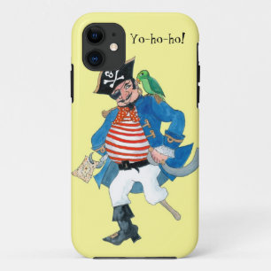 Capa Para iPhone Da Case-Mate Pirata Divertida e papagaio no amarelo-limão pálid