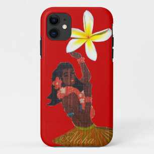 Capa Para iPhone Da Case-Mate Plumeria tropical do dançarino de Hula no vermelh