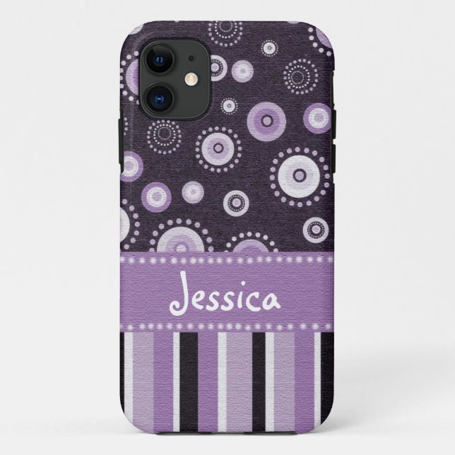 Capa Para iPhone Da Case-Mate Pontos e faixas roxas (Verso)