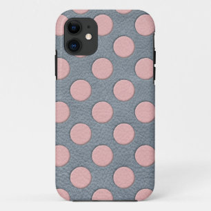 Capa Para iPhone Da Case-Mate Pontos Polka Rosa em Impressão de Couro Cinza