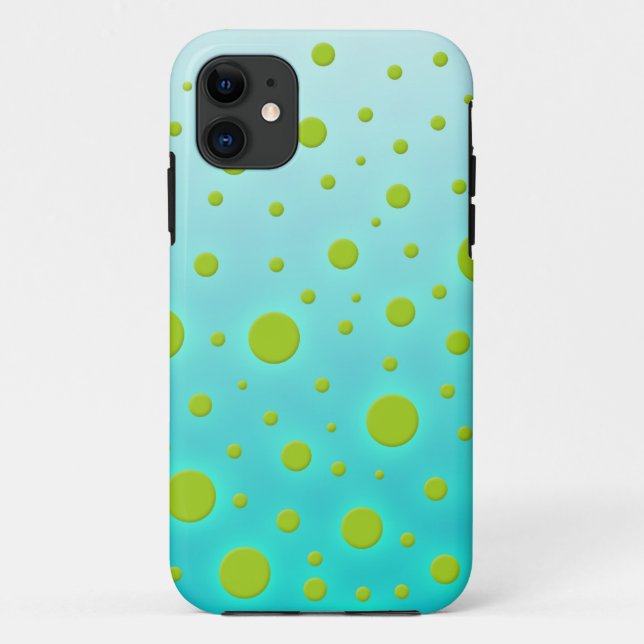 Capa Para iPhone Da Case-Mate Pontos Verdes sobre Design Divertido Turquesa (Verso)