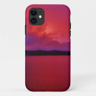 Capa Para iPhone Da Case-Mate Por do sol roxo do rosa quente na seta do lago