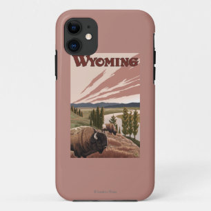 Capa Para iPhone Da Case-Mate Poster das viagens vintage do bisonte de