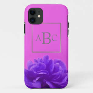 Capa Para iPhone Da Case-Mate Prata Floral Personalizada Elegante Púrpura Inicia