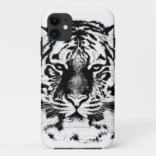 Capa Para iPhone Da Case-Mate Preto e branco Tigre com face para cima (Verso)