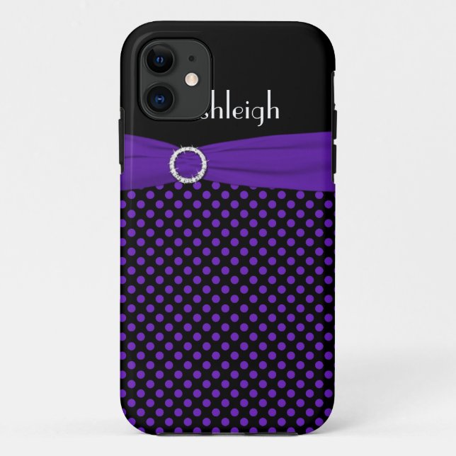 Capa Para iPhone Da Case-Mate Preto Personalizado, Bolinhas Roxa iPhone 5 Case (Verso)