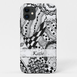 Capa Para iPhone Da Case-Mate Preto personalizado & branco Doodled, emaranhado