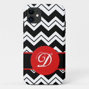 Capa Para iPhone Da Case-Mate Preto vermelho Chevron branco ZizZag da inicial do