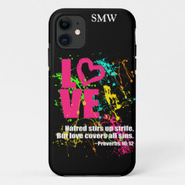 Capa Para iPhone Da Case-Mate Proverbs de Amor Bíblia Verse Neon Paint Splatter