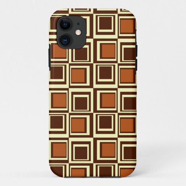 Capa Para iPhone Da Case-Mate Quadrados modernos, caramelo e castanho de chocola (Verso)