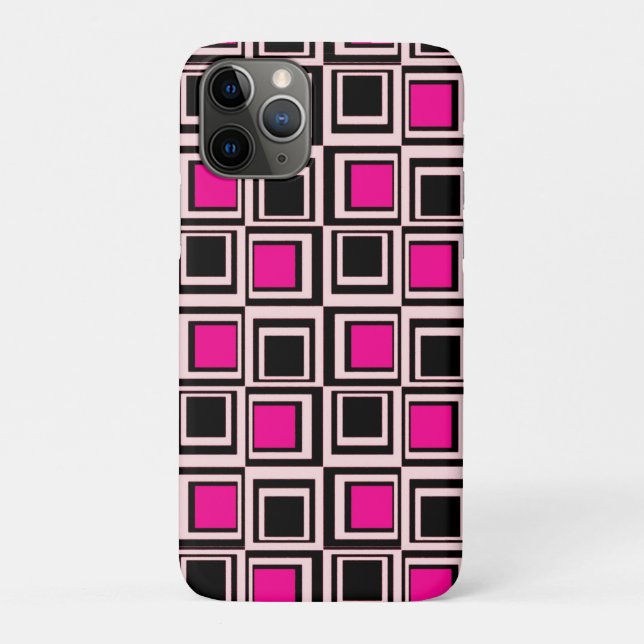 Capa Para iPhone Da Case-Mate Quadrados modernos, rosas claro, rosa-quente e pre (Verso)