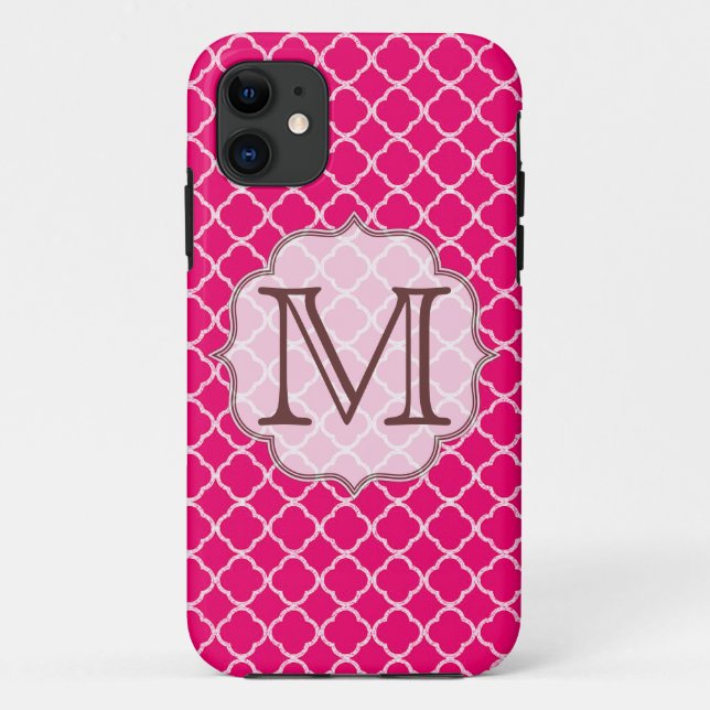 Capa Para iPhone Da Case-Mate Quarterfoil Rosa Quente Latti Monograma IPHONE 5 C (Verso)