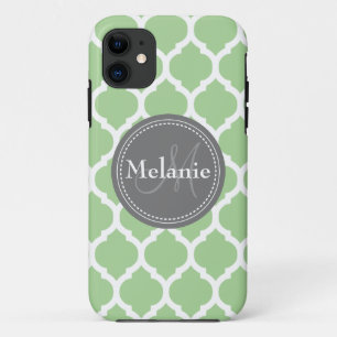 Capa Para iPhone Da Case-Mate Quatrefoil Verde e Cinza Monograma