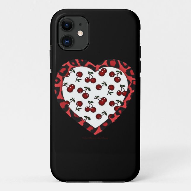 Capa Para iPhone Da Case-Mate RAB Rockabilly Cherries Leopard Print Heart (Verso)