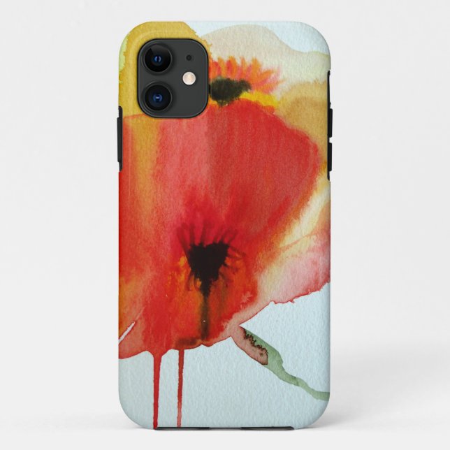 Capa Para iPhone Da Case-Mate Red Poppies aquarela arte floral moderna (Verso)