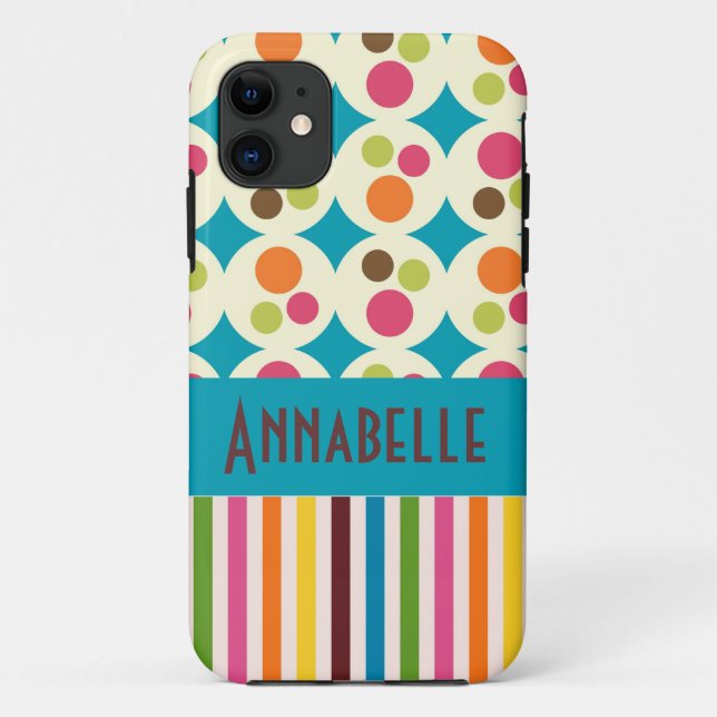 Capa Para iPhone Da Case-Mate retro funky dots e stripes padrão personalize (Verso)