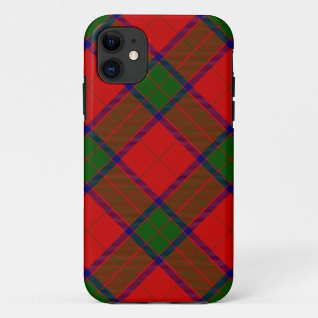 Capa Para iPhone Da Case-Mate Robertson tartan xadrez verde vermelha (Verso)