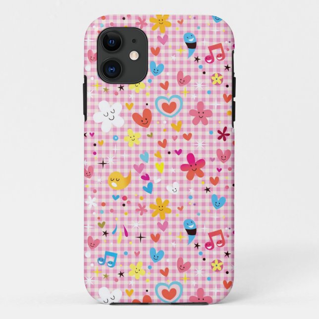 Capa Para iPhone Da Case-Mate rosa do teste padrão dos desenhos animados do (Verso)