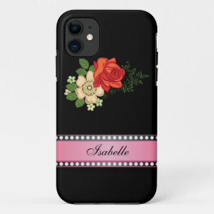 Capa Para iPhone Da Case-Mate Rosa Vermelha e Margaridas Rosa Nome Personalizado