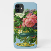 Rosas Cor-de-Rosa Florais Vintage, Vaso de Flores