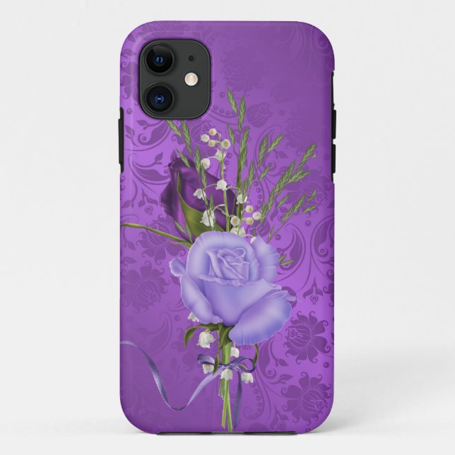 Capa Para iPhone Da Case-Mate rosas roxas em damasco (Verso)