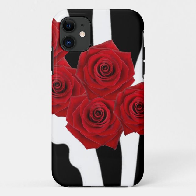 CAPA PARA iPhone DA Case-Mate ROSAS VERMELHAS E IMPRESSÃO PRETO E BRANCO DA (Verso)