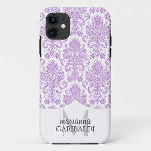 Capa Para iPhone Da Case-Mate Roxo moderno do damasco personalizado