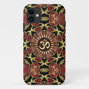 Capa Para iPhone Da Case-Mate Sânscrito Om Dourado + Barroco Vermelho