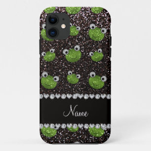 Capa Para iPhone Da Case-Mate Sapos de brilho preto de nome personalizado
