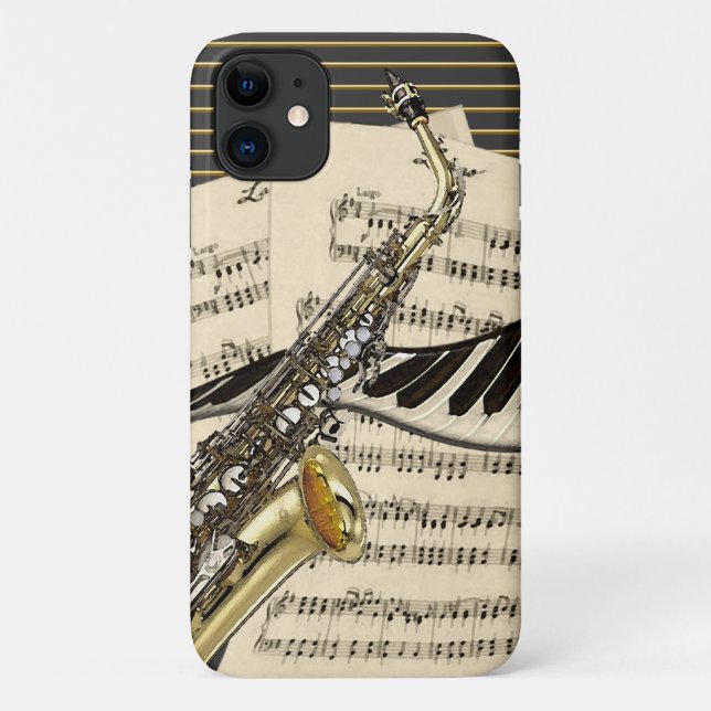 Capa Para iPhone Da Case-Mate Saxofone & música do piano (Verso)